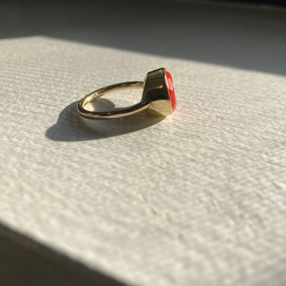 Red 925 silver gold plated gemstone stacking ring - Picture 4 of 4